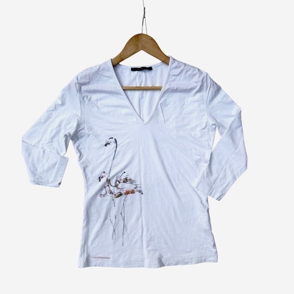 Valentino Jeans Top Long sleeve flamingo glitter sequin print - Picture 1 of 8